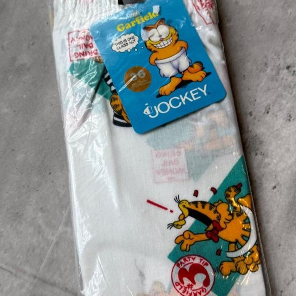 Vintage Jockey Garfield Boxer Shorts Mens 36 White Graphic Cartoon NWT